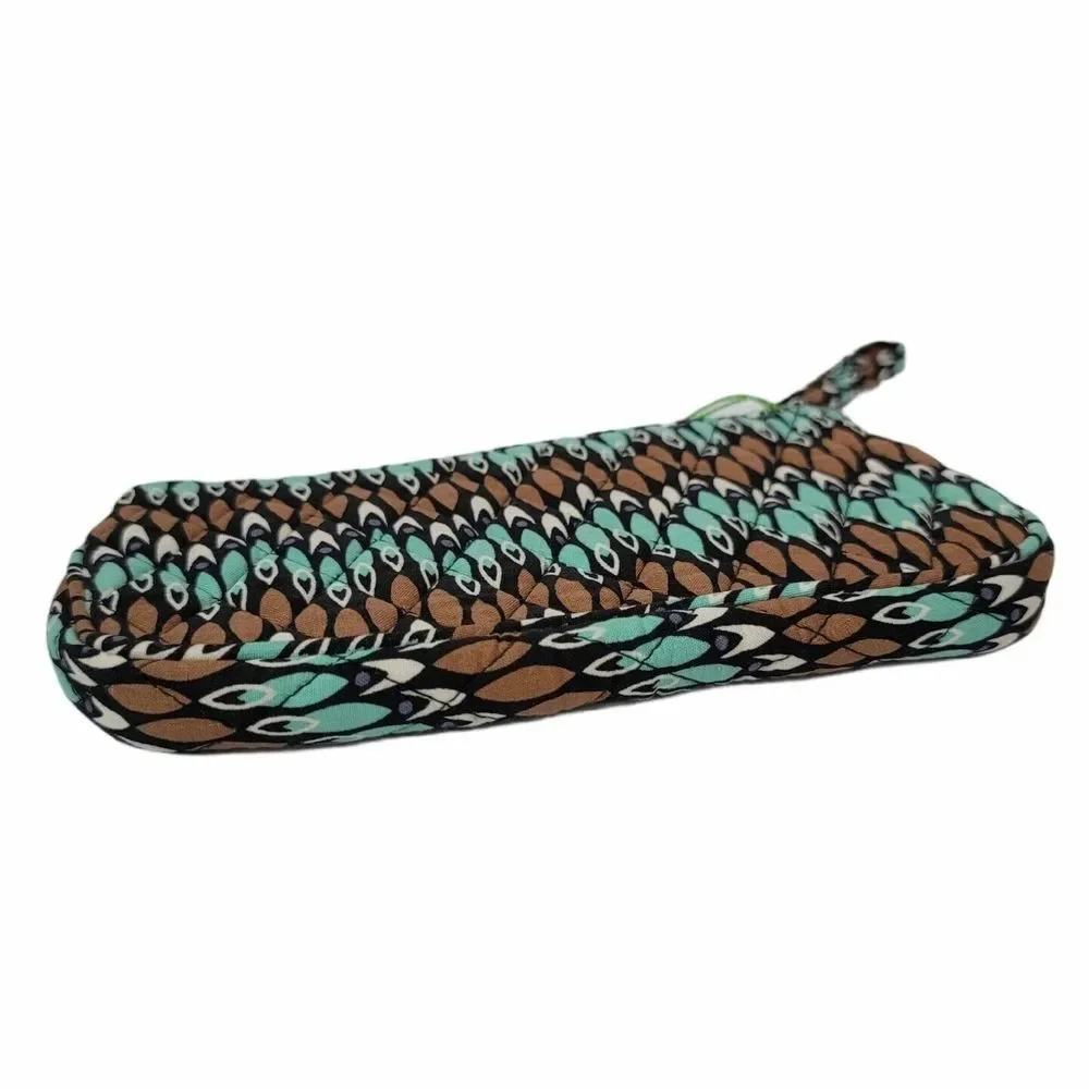 Vera Bradley Sierra‎ Stream Wristlet Bag Boho Brown Mint Black Geo 8.5